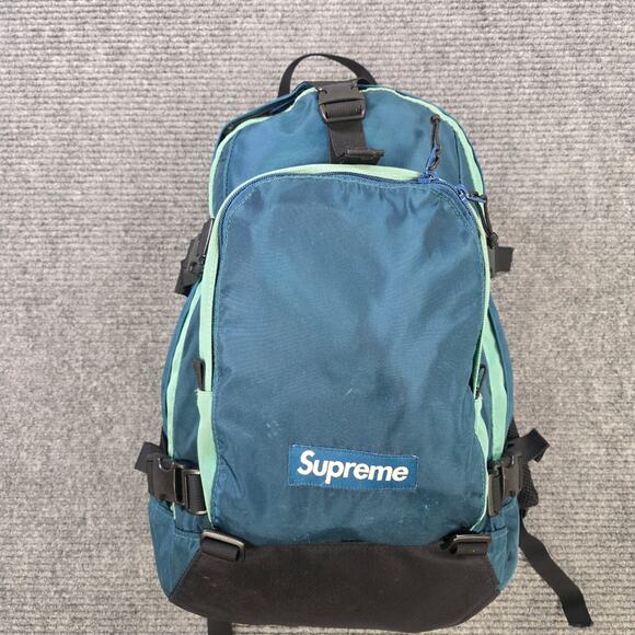 Supreme Backpack Teal Green Box Logo Adjustable Straps
